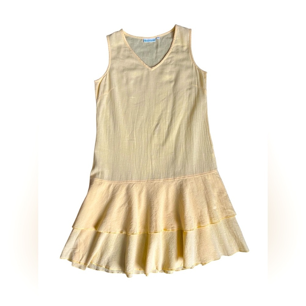 5/$25 Lulu-B 100% Cotton Soft Yellow Ruffled Dress/Swim Cover size small - Picture 5 of 9